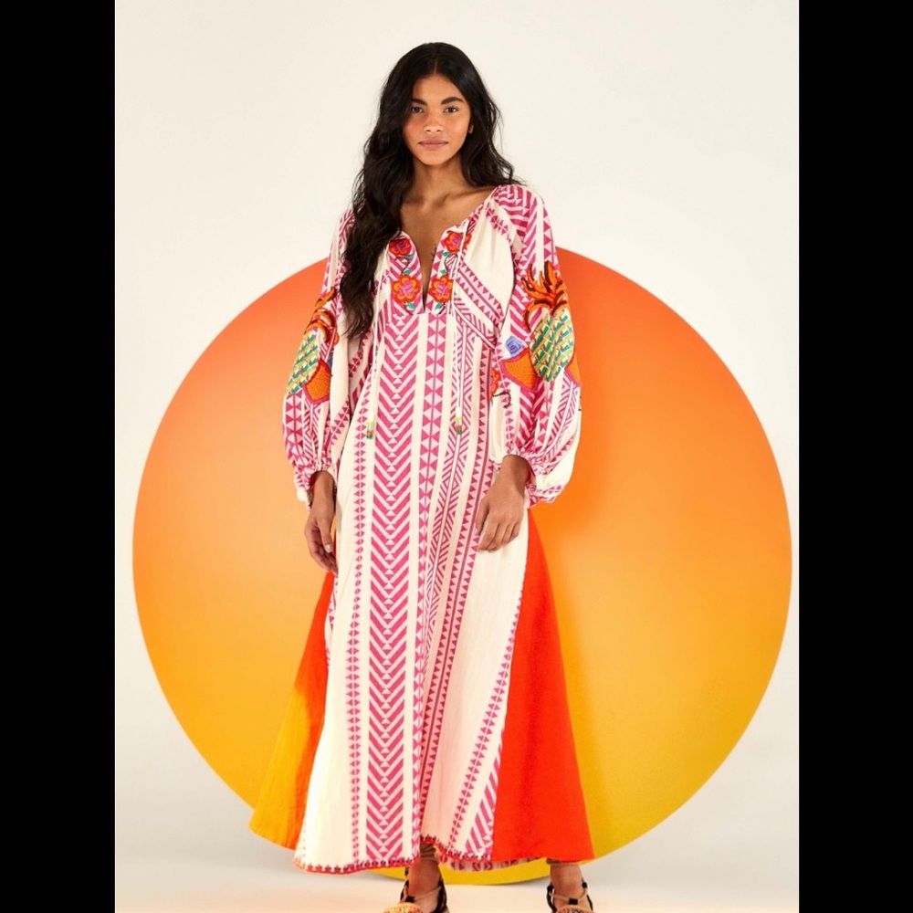 Farm Rio Jacquard Embroidered Midi Dress